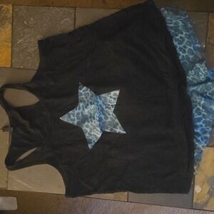 Black Tank Top with Blue Leopard Star Pj Set